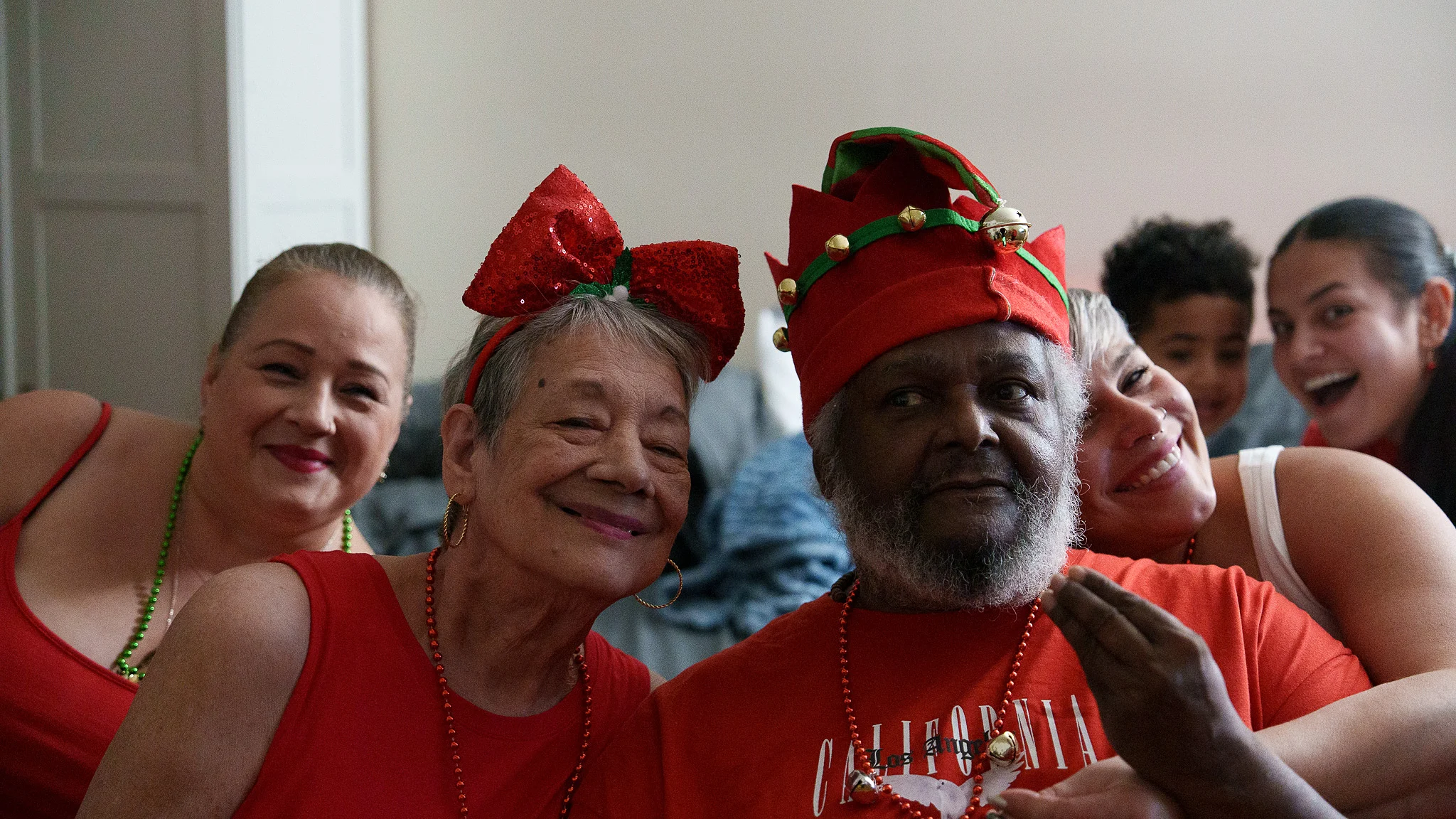 Three in Christmas headbands