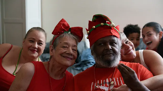 Three in Christmas headbands