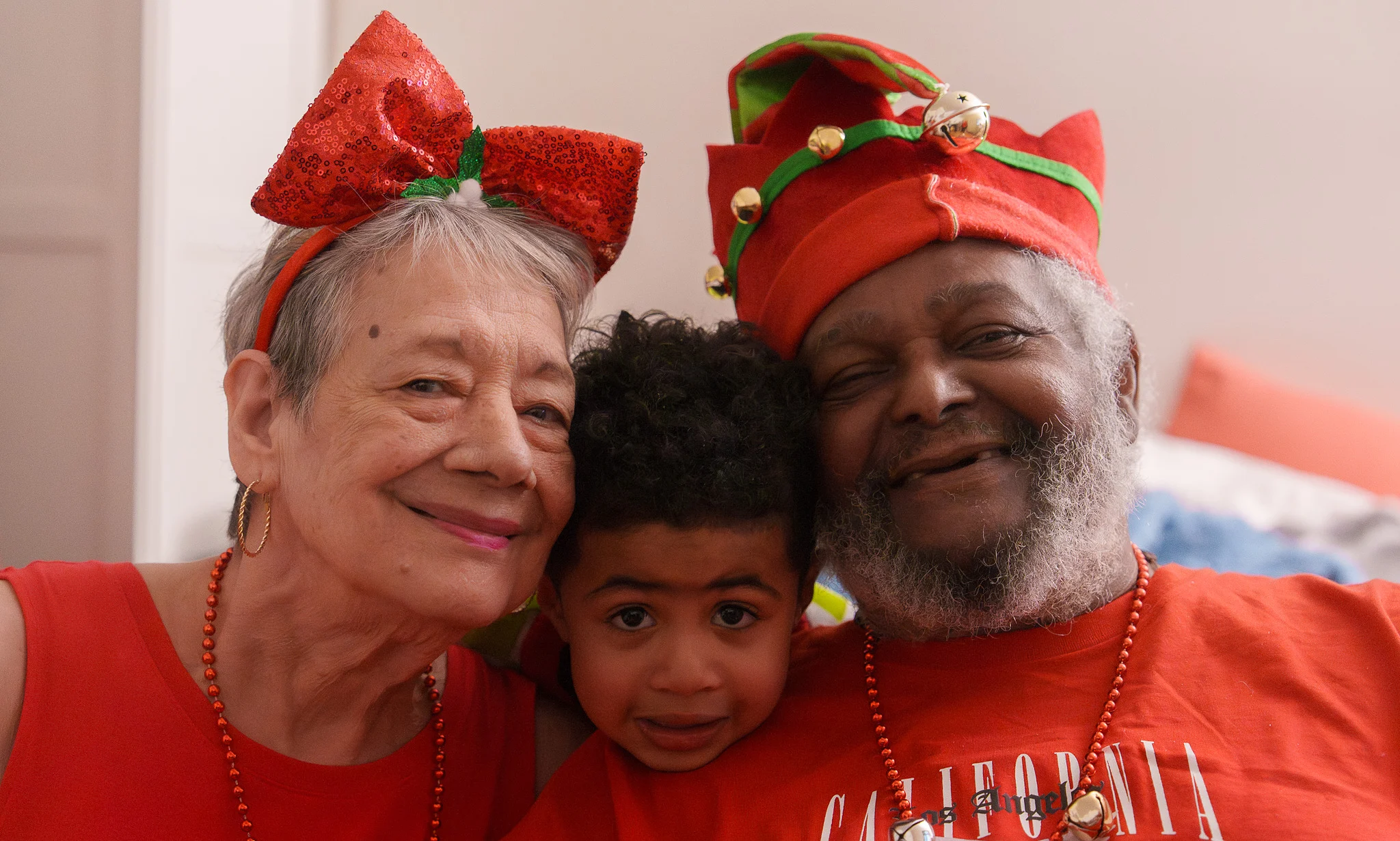 Grandparents with a toddler between them