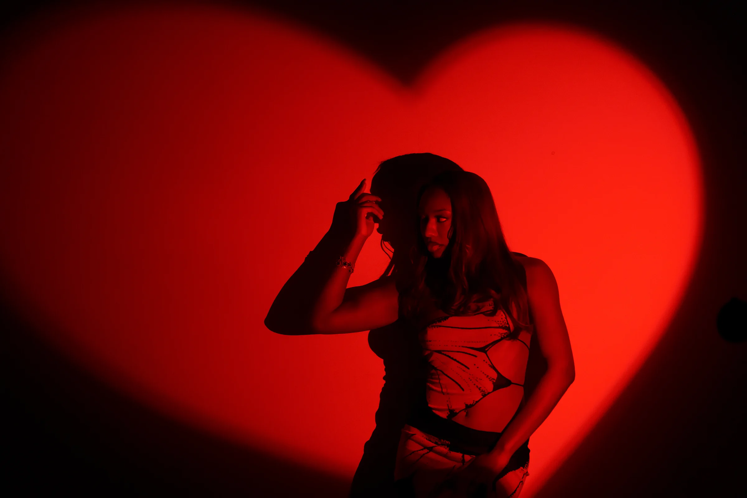 A heart of light on the wall