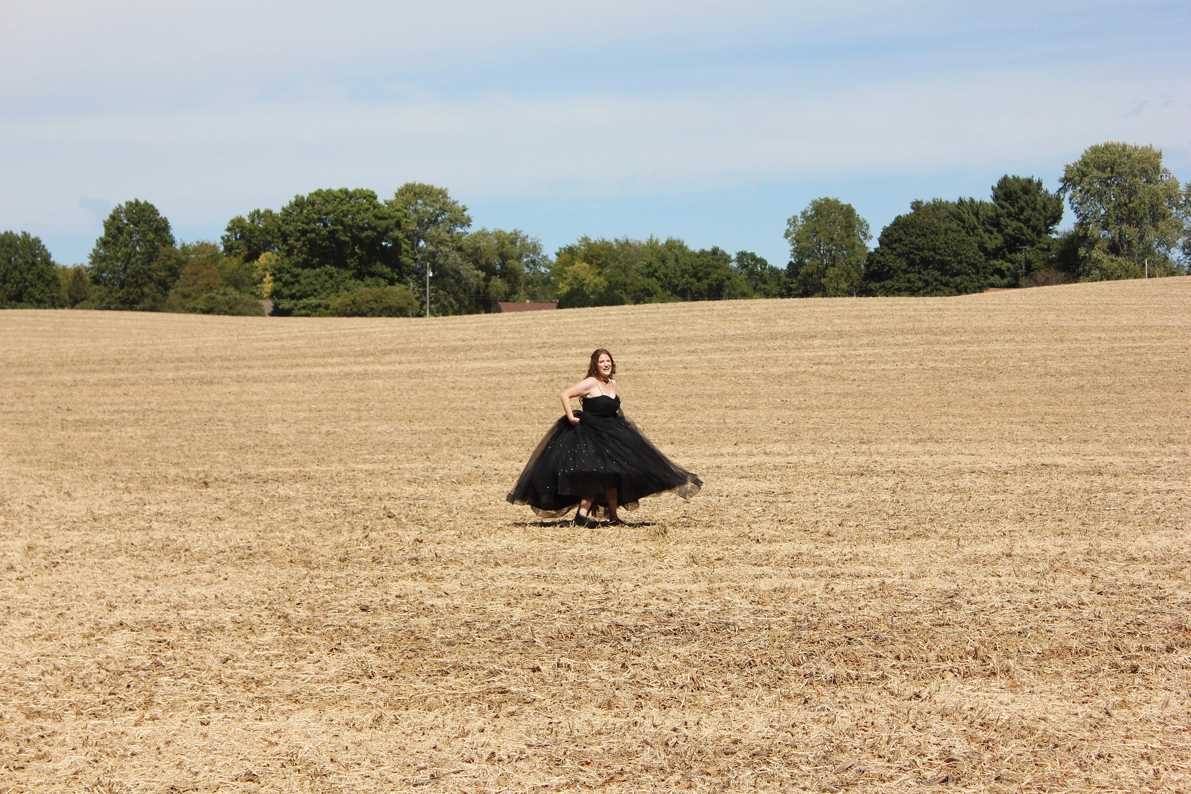 The bride alone in the field