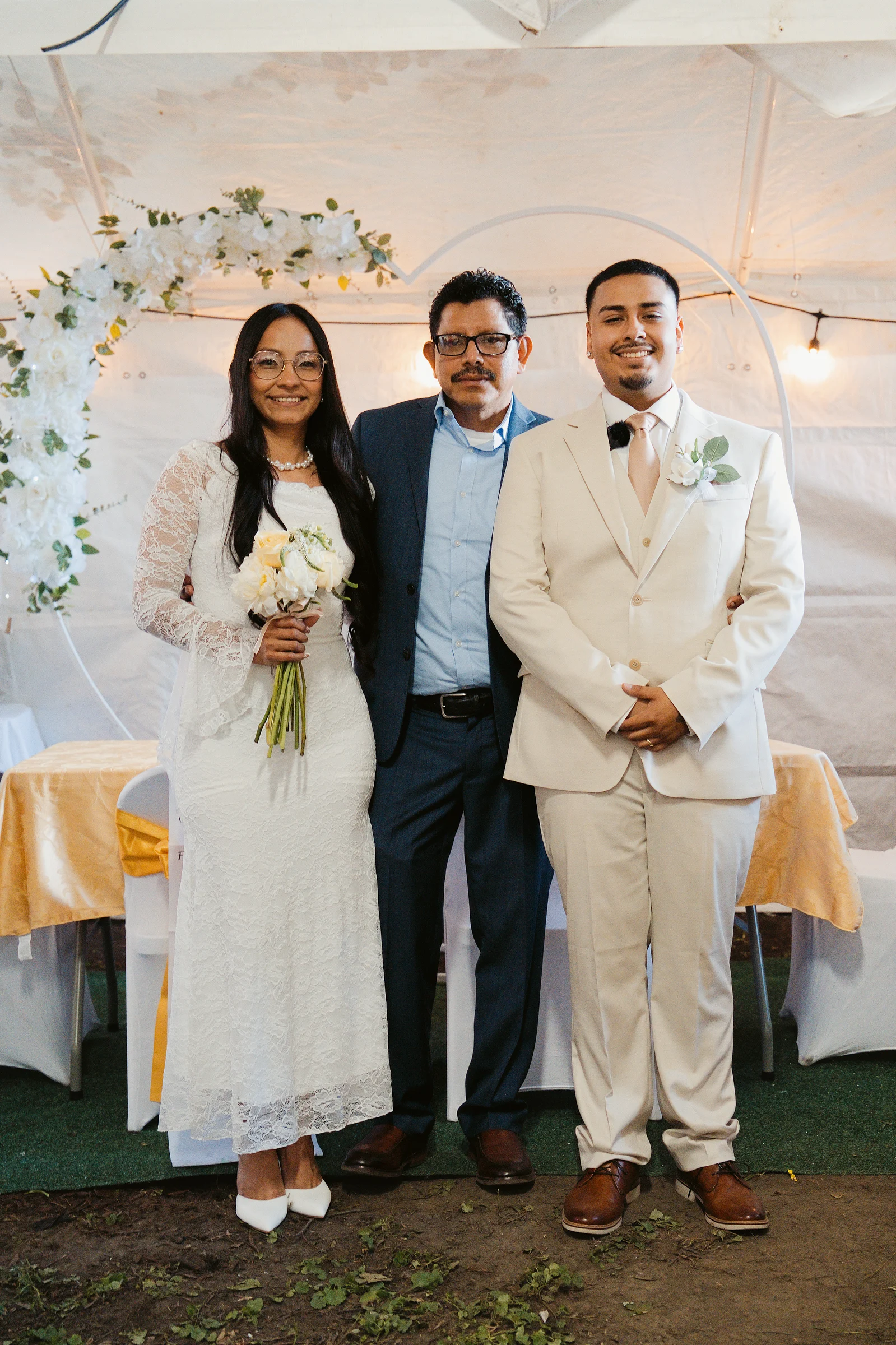 With her father under the arch