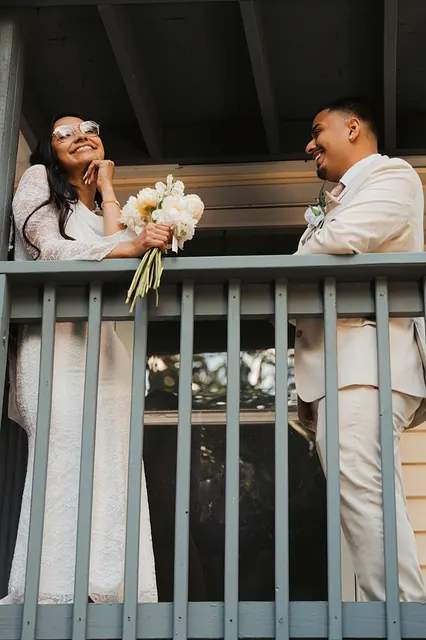 The two of them on the stairs
